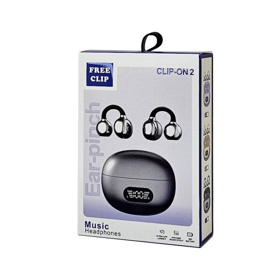 Clip on 2 Wireless Stereo Headset (black)