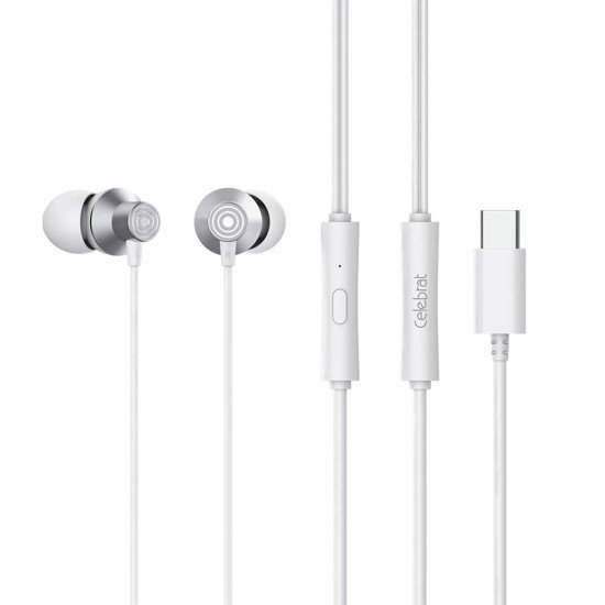 Celebrat D15 Stereo Earphone w/ Type-C Plug (white)