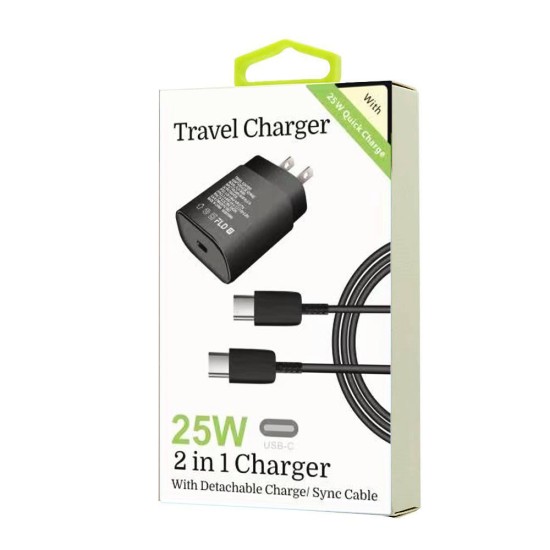 25W Type-C to Type-C 2 in 1 Fast Charger (black)