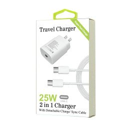25W Type-C to Type-C 2 in 1 Fast Charger (white)