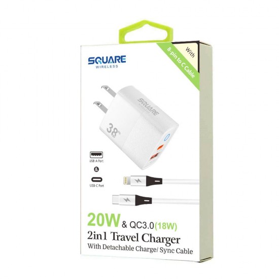 38W Dual Port Home Charger w/ 8 Pins to C Cable 38W Dual Port Home Charger w/ 8 Pins to C Cable