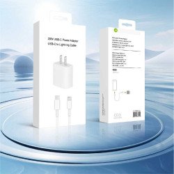 20W 2 in 1 Home Charger w/ 8-pins to C Cable