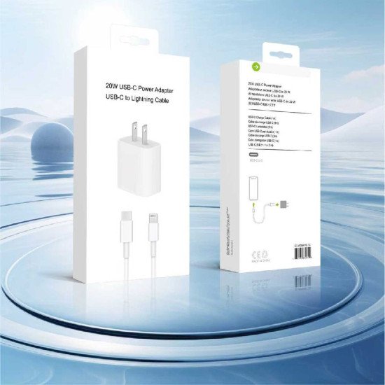 20W 2 in 1 Home Charger w/ 8-pins to C Cable