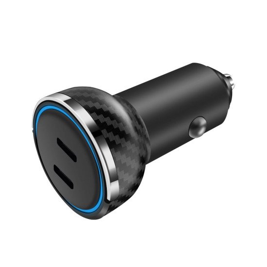 Dual 30W USB-C Port Car Adapter (black)