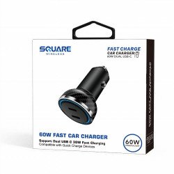 Dual 30W USB-C Port Car Adapter (black)