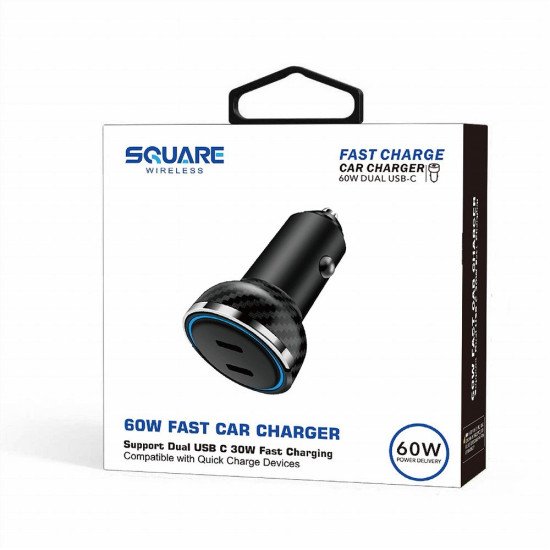 Dual 30W USB-C Port Car Adapter (black)