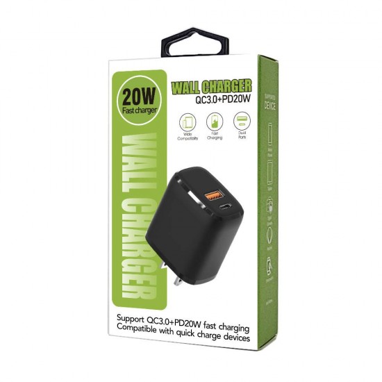 PD 20W + QC3.0 Dual Port Power Adatpor (black) PD 20W + QC3.0 Dual Port Power Adatpor (black)