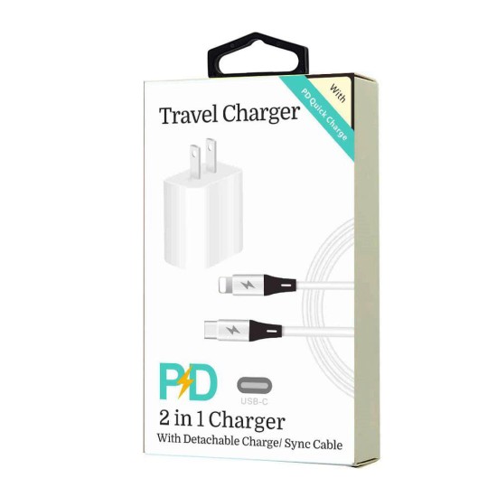 8 Pins to Type-C 2 in 1 Fast Charger (white)