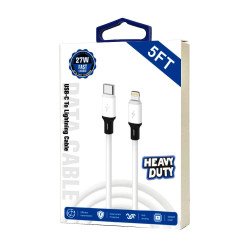 H.D 8-Pins to C 27W Quick Charge Cable 5FT (white)