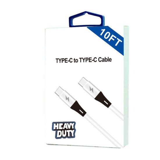 Heavy Duty Type-C to Type C 20W Quick Charge Cable 10FT (white)