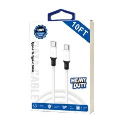 Heavy Duty 60W C to C Quick Charge Cable 10FT (white)