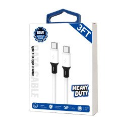 Heavy Duty Type-C to Type C 20W Quick Charge Cable 3FT (white)