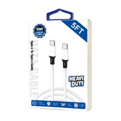 Heavy Duty Type-C to Type C 20W Quick Charge Cable 5FT (white)