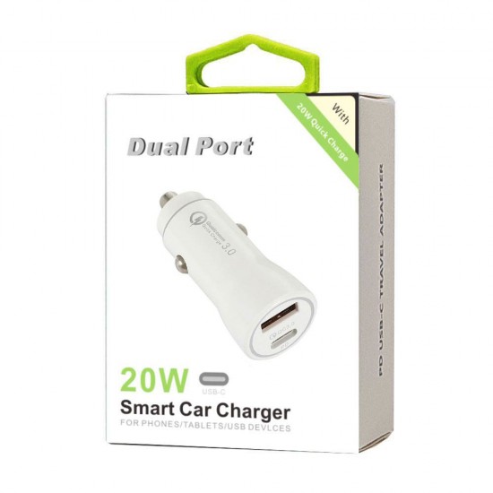 PD Dual Port Car Charger Adapter (white)