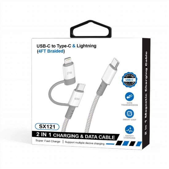 C Port to Lightning and C Cable (4FT)