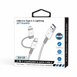 USB Port to Lightning and C Cable (4FT)