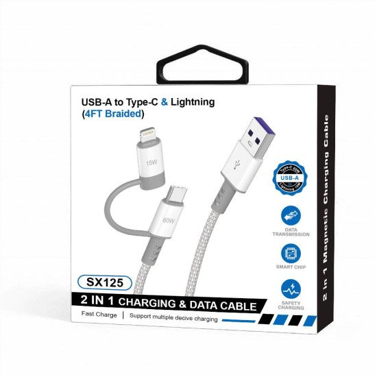 USB Port to Lightning and C Cable (4FT)