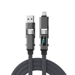 4 in 1 Interchangeable Flat Braided USB Cable (3FT)
