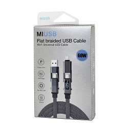 4 in 1 Interchangeable Flat Braided USB Cable (3FT)