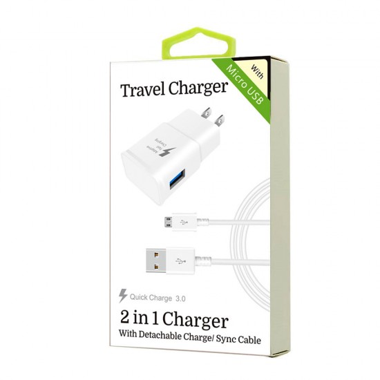 2 in 1 Charger for Samsung Micro USB v8 v9 (QC)