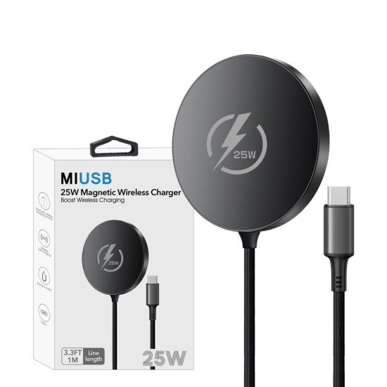 25W Magnetic Wireless Charger with USB C Plug