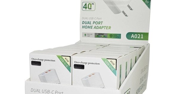 40W Dual C Port Home Adapter Display Box of 12pcs
