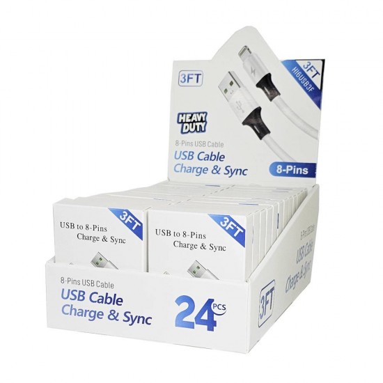 H.D USB to Lightning Cable (3ft) Display Box of 24pcs H.D USB to Lightning Cable (3ft) Display Box of 24pcs