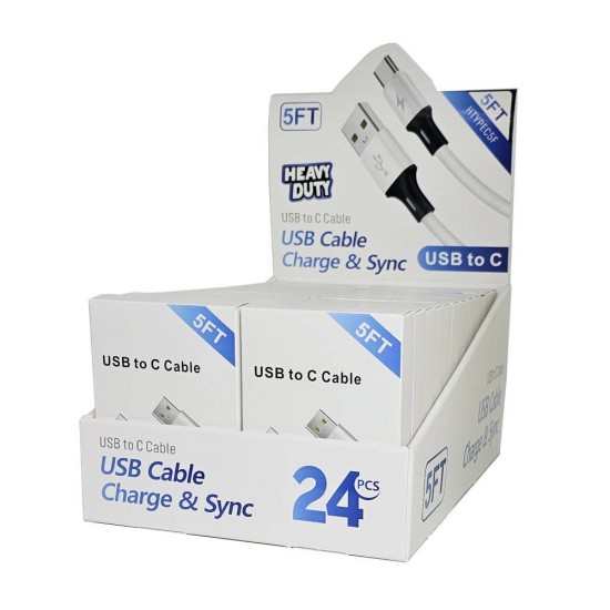 H.D USB to Type-C Cable (5ft) Display Box of 24pcs H.D USB to Type-C Cable (5ft) Display Box of 24pcs