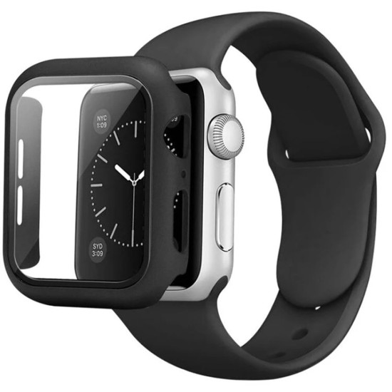 Silicone Band & Snap-on Case For iWatch 7/8/9 41mm (black)