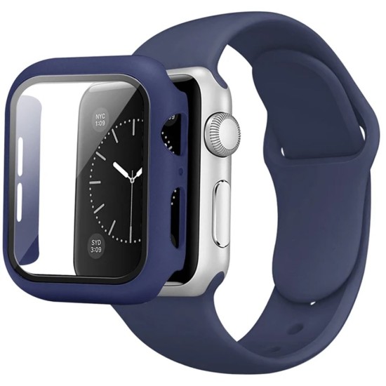 Silicone Band & Snap-on Case For iWatch 4/5/6 44mm (blue)