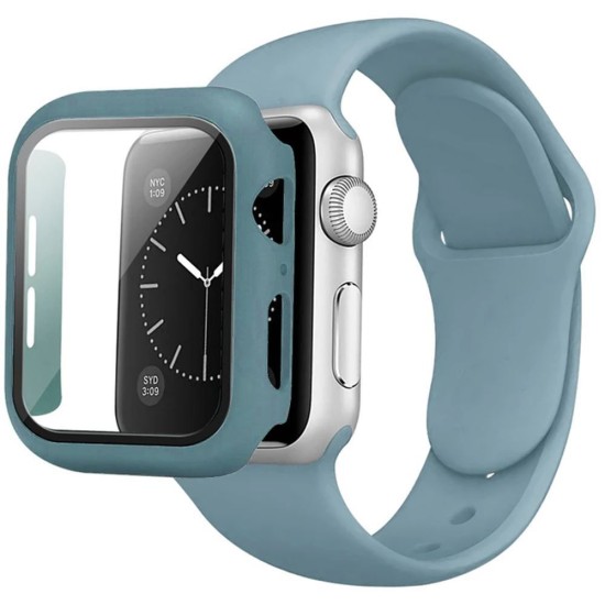 Silicone Band & Snap-on Case For iWatch 7/8/9 41mm (grey)