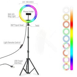 MJ30 11" RGB Selfie Ring Light w/ Tri-pod & Phone holder