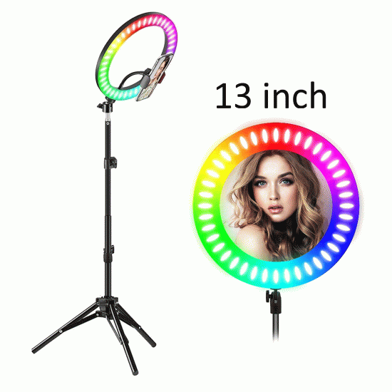 MJ36 13" RGB Selfie Ring Light w/ Tri-pod & Phone holder