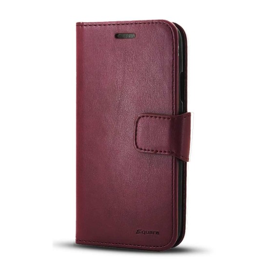 Leather Wallet Case For iPhone 15 Plus (red)
