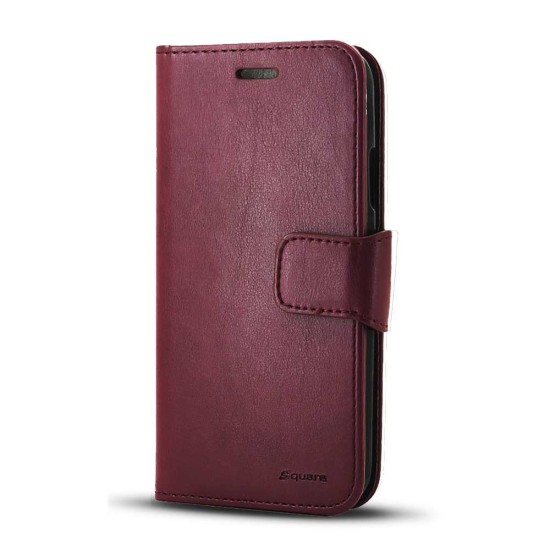 Leather Wallet Case For LG Stylo 5 (burgundy)