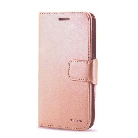 Leather Wallet Case For iPhone 14 Plus (rose gold)