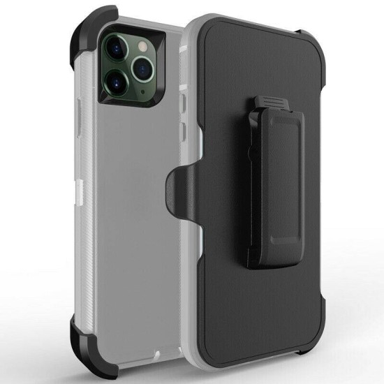 Defender Case w/ Clip For iPhone 11 Pro (grey+white)