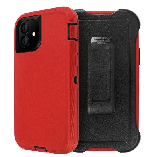 Defender Case w/ Clip For iPhone 13 (red)