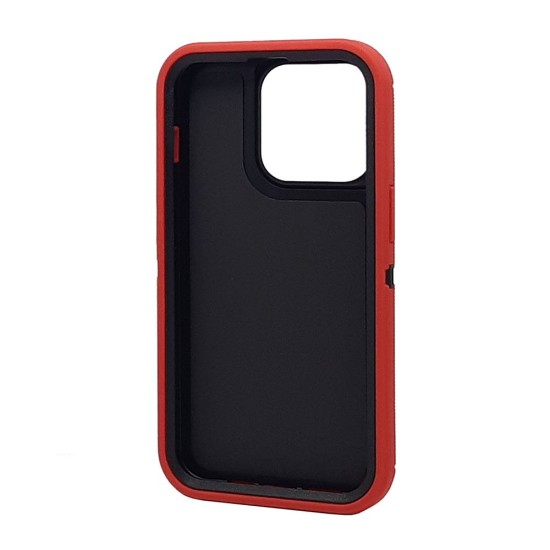 Defender Case w/ Clip For iPhone 14 Pro (red)