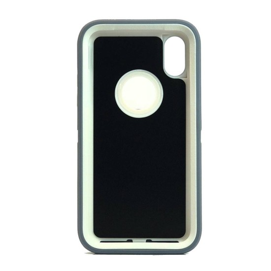 Defender Case w/ Clip For iPhone XR (grey+white)