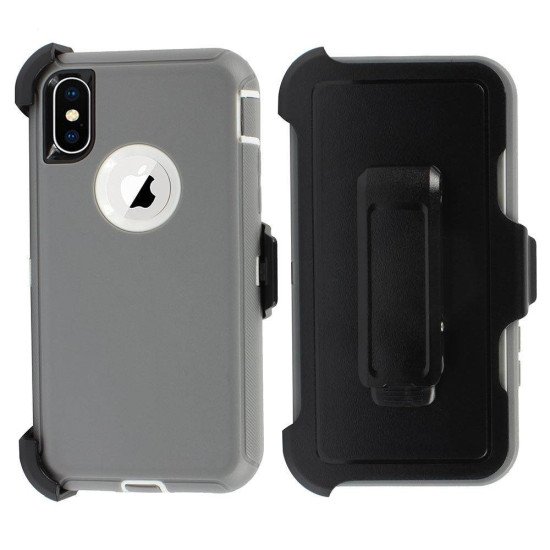 Defender Case w/ Clip For iPhone X (grey)