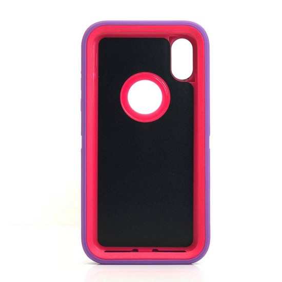 Defender Case w/ Clip For iPhone X (purple+pink)