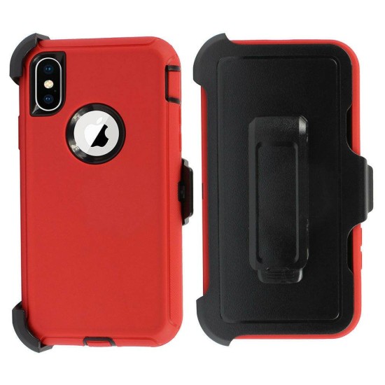 Defender Case w/ Clip For iPhone XR (red)