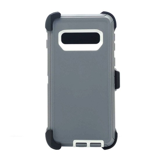 Defender Case w/ Clip For Samsung  S10 Plus (grey+white)