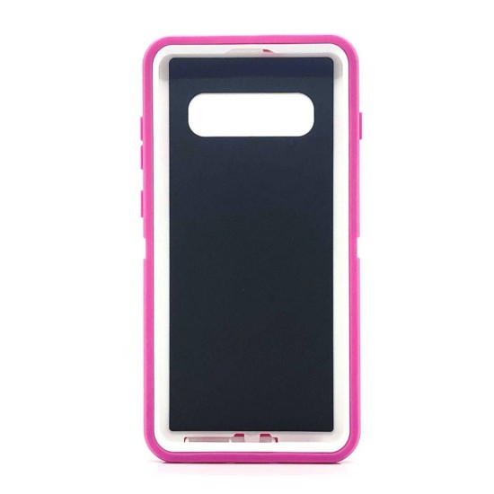 Defender Case w/ Clip For Samsung  S10 (pink+white)