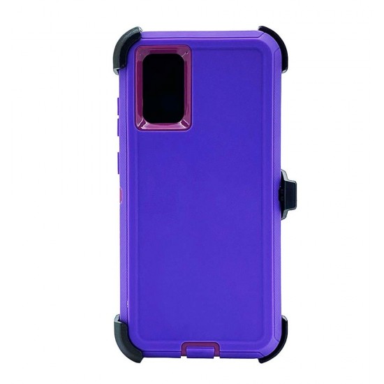 Defender Case w/ Clip For Samsung  S20 (purple+hotpink)