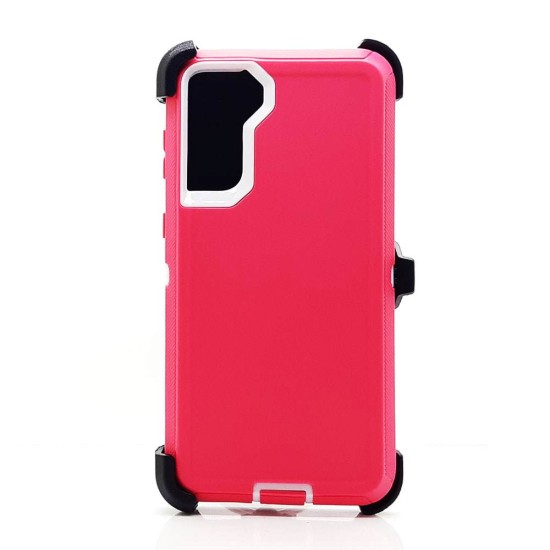 Defender Case w/ Clip For Samsung  S21 Plus (pink)