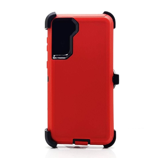 Defender Case w/ Clip For Samsung  S21 (red)