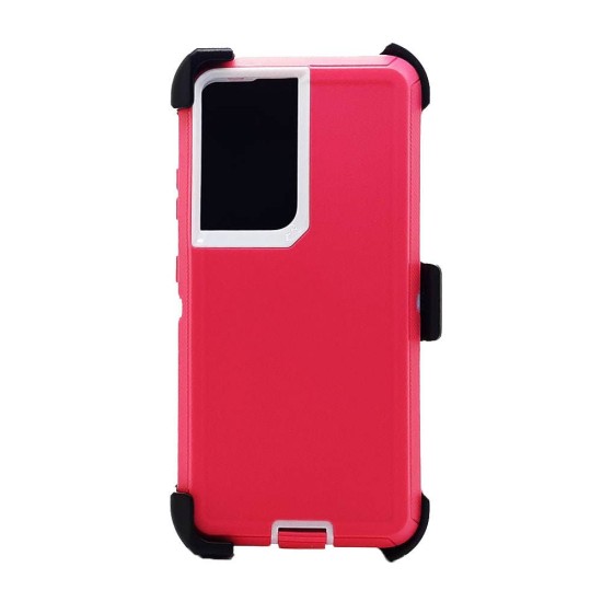Defender Case w/ Clip For Samsung  S21 Ultra (pink)