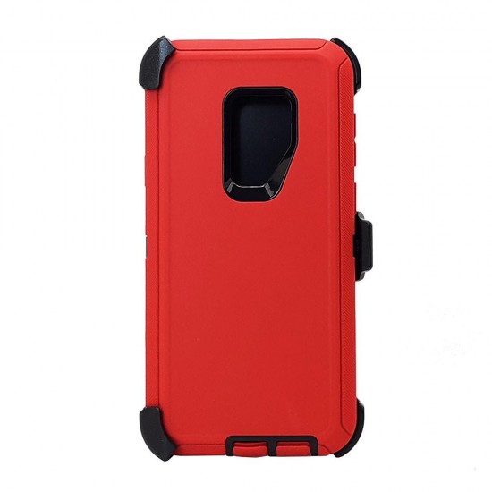 Defender Case w/ Clip For Samsung  S9 (red)
